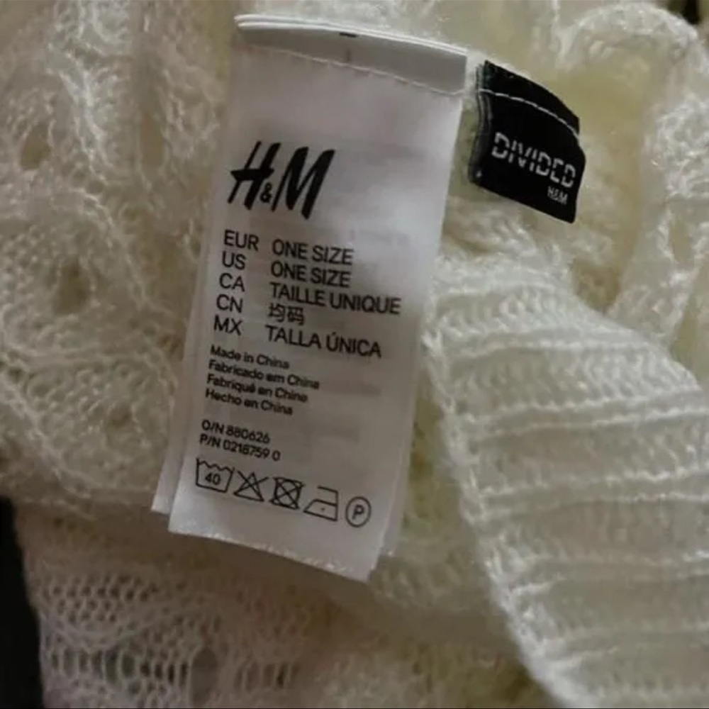 H&M Divided Soft Pointelle Knit White Cream Buttery Soft Infinity Scarf - Picture 10 of 11